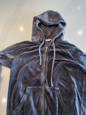 Juicy Couture Charcoal Gray Velour Zip-Up Hoodie
